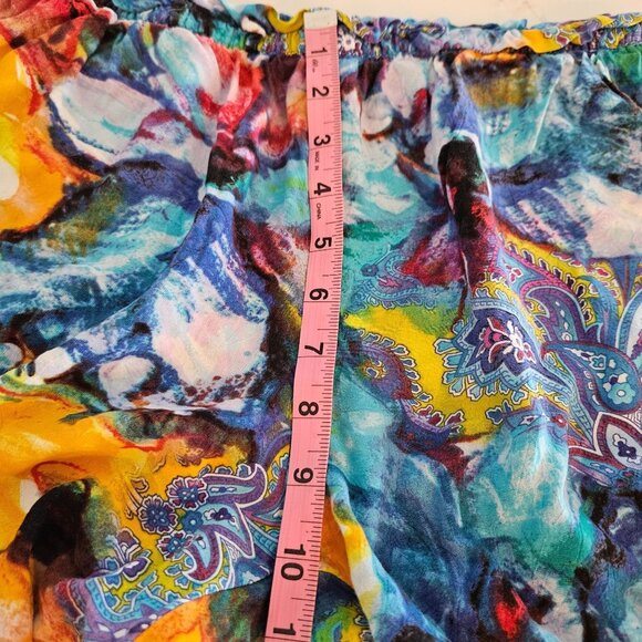 Jams World Medium Watercolor Pattern Rayon Wide-Leg Pants Hawaiian Boho Colorful - Picture 8 of 10